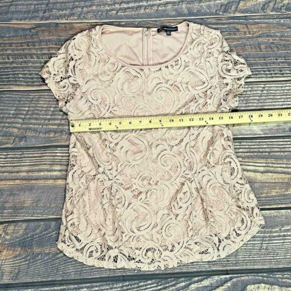 Adrianna Papell Women's Blush Pink Crochet Short Sleeve Top‎ Size Medium ECU - Picture 7 of 10